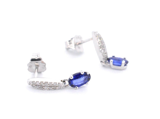 Boucles d'oreilles en or blanc avec diamants et saphirs 58 Facettes 2031