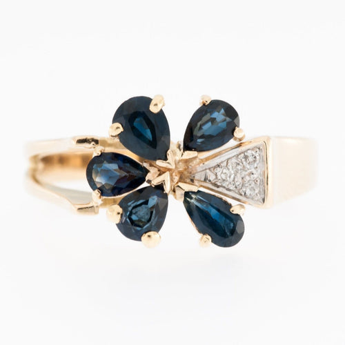 55 Bague allemande en or jaune 14 carats, diamants et saphirs 58 Facettes A1525