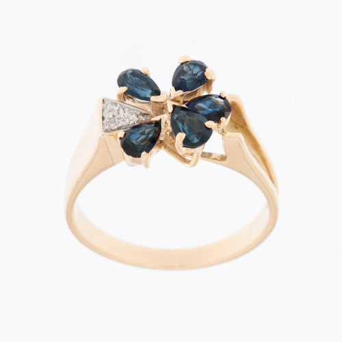 55 Bague allemande en or jaune 14 carats, diamants et saphirs 58 Facettes A1525