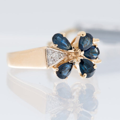 55 Bague allemande en or jaune 14 carats, diamants et saphirs 58 Facettes A1525