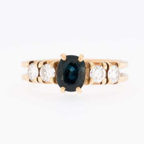55 Bague belge en or jaune 18 carats, diamants et saphir 58 Facettes A1532