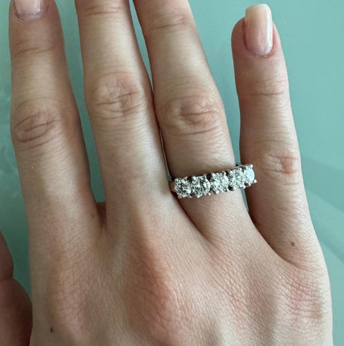 Bague 54 Bague rivière - 5 diamants 1,5 ct en or blanc 18 carats 58 Facettes 49