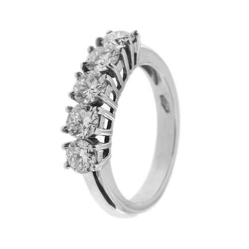Bague 54 Bague rivière - 5 diamants 1,5 ct en or blanc 18 carats 58 Facettes 49