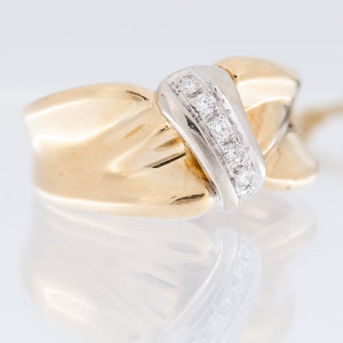 55 Bague suisse en or jaune et blanc 18 carats avec diamants 58 Facettes A1540