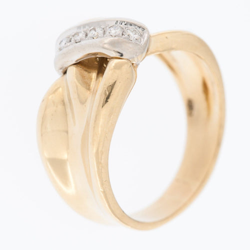 55 Bague suisse en or jaune et blanc 18 carats avec diamants 58 Facettes A1540