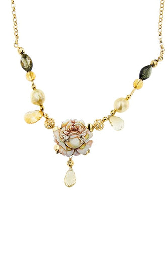 Gabriella Rivalta - Collier en or jaune, perles, citrines, tourmalines et diamants 58 Facettes 40248