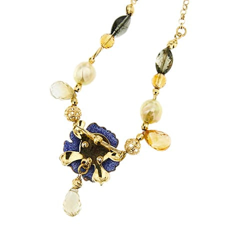 Gabriella Rivalta - Collier en or jaune, perles, citrines, tourmalines et diamants 58 Facettes 40248