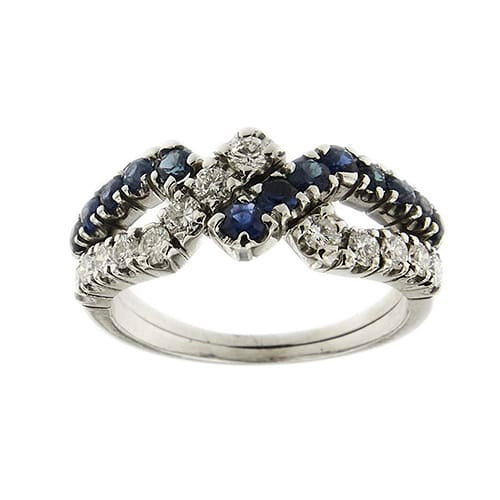 56 Bague en or blanc avec saphirs et diamants 58 Facettes 27602
