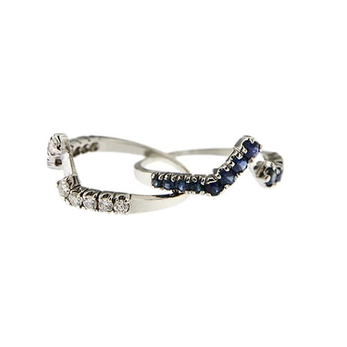 56 Bague en or blanc avec saphirs et diamants 58 Facettes 27602