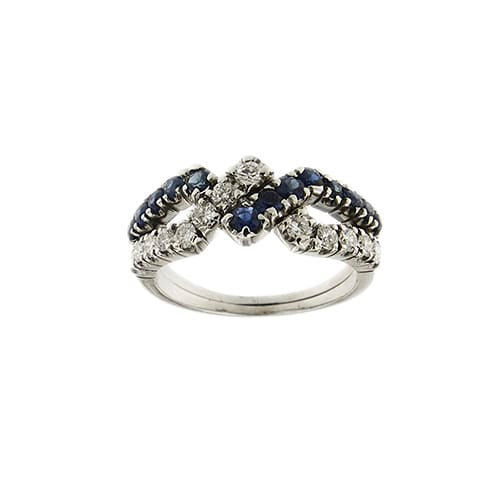 56 Bague en or blanc avec saphirs et diamants 58 Facettes 27602