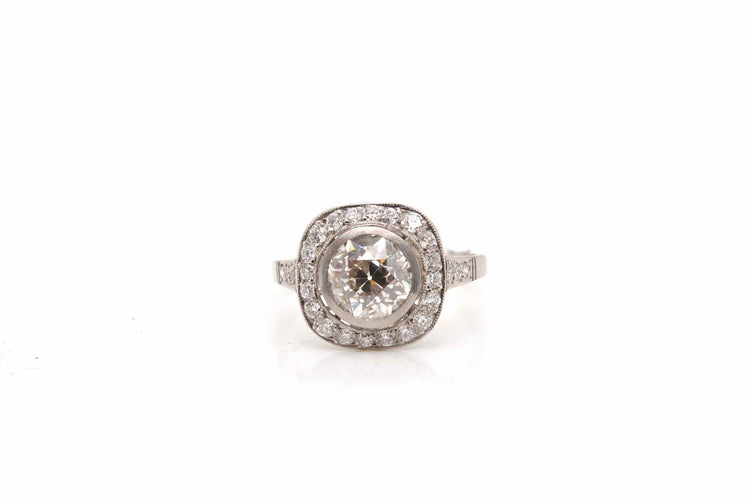 Bague 53 Bague Art déco en platine avec diamants taille ancienne 58 Facettes 23324 / 24784