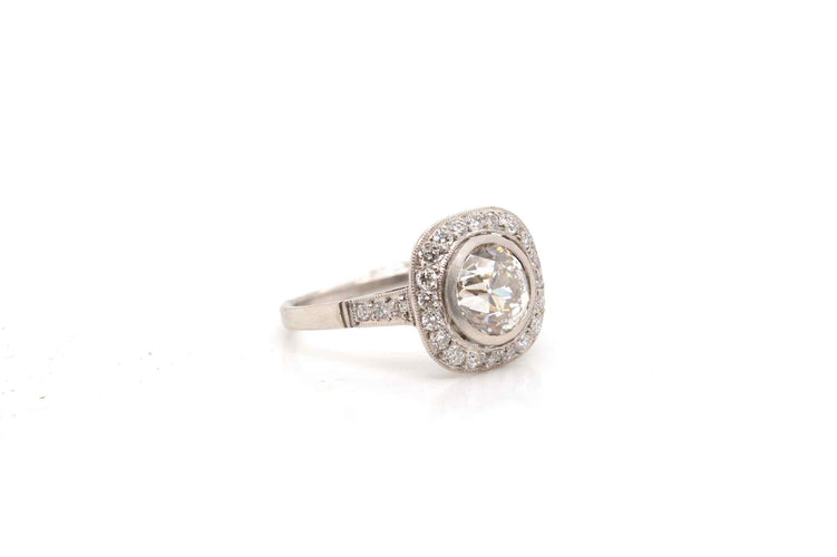 Bague 53 Bague Art déco en platine avec diamants taille ancienne 58 Facettes 23324 / 24784