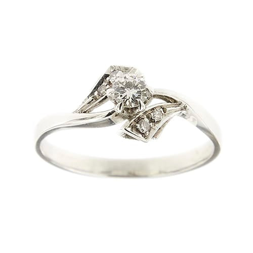 53 Bague solitaire contrariée en or blanc et diamants 0,22 ct 58 Facettes 35828