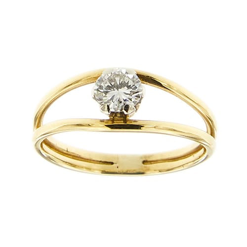 54 Bague solitaire en or jaune et diamant 0,42 ct 58 Facettes 25246