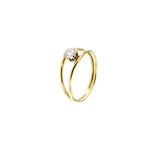 54 Bague solitaire en or jaune et diamant 0,42 ct 58 Facettes 25246
