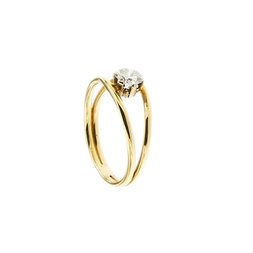 54 Bague solitaire en or jaune et diamant 0,42 ct 58 Facettes 25246