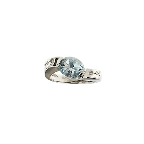 56 Mabina - Bague en or blanc avec aigue-marine et diamants 58 Facettes 27711