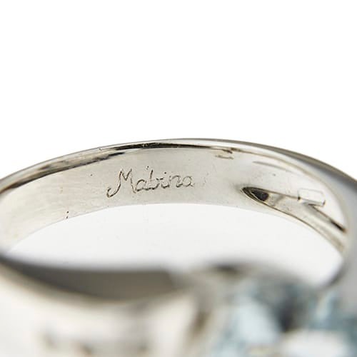 56 Mabina - Bague en or blanc avec aigue-marine et diamants 58 Facettes 27711