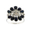 64 Bague fleur en or blanc avec saphirs et diamants 58 Facettes 30306