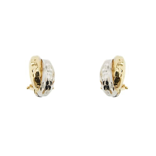 Boucles d'oreilles demi-créoles en or jaune et blanc 58 Facettes 37642