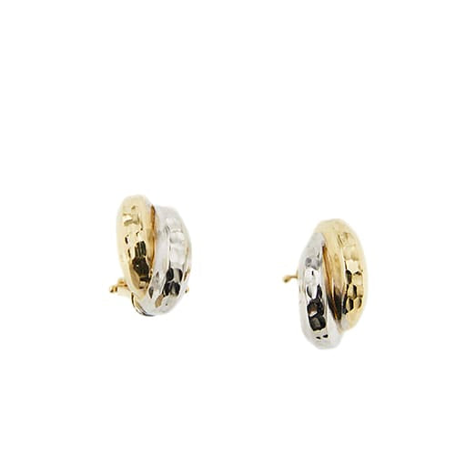 Boucles d'oreilles demi-créoles en or jaune et blanc 58 Facettes 37642
