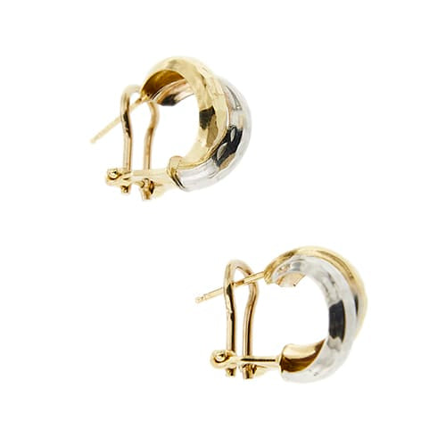 Boucles d'oreilles demi-créoles en or jaune et blanc 58 Facettes 37642