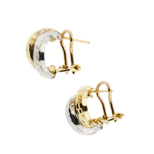 Boucles d'oreilles demi-créoles en or jaune et blanc 58 Facettes 37642