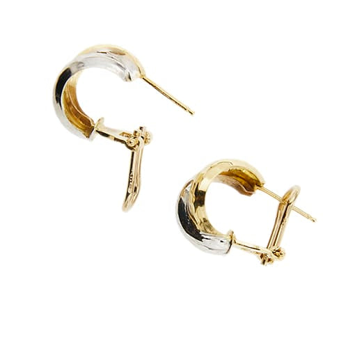 Boucles d'oreilles demi-créoles en or jaune et blanc 58 Facettes 37642