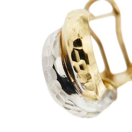 Boucles d'oreilles demi-créoles en or jaune et blanc 58 Facettes 37642