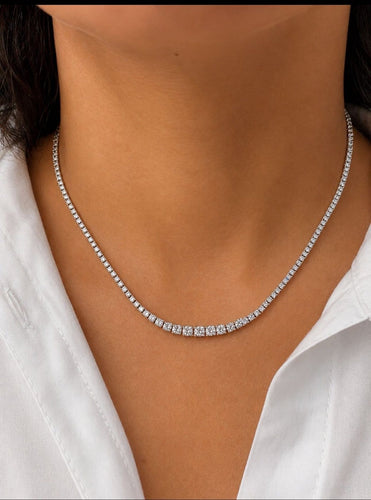 Collier rivière en chute en or blanc 18K et diamants 58 Facettes BO/260273
