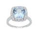 53 Bague halo en or blanc avec topaze naturelle et diamants 58 Facettes 1005