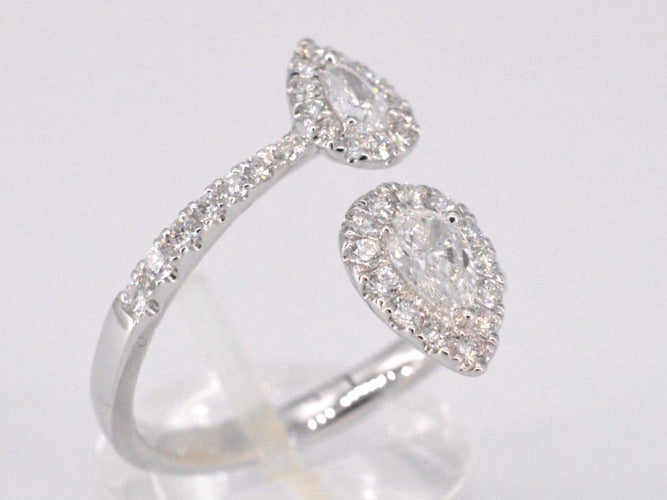 53 Bague ligne en or blanc avec diamants poire et brillants, 1,25 ct 58 Facettes 1012