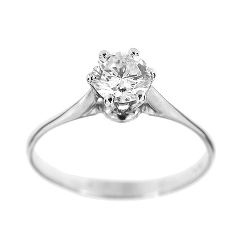 Bague Bague solitaire - diamant taille brillant 0,78 ct en or blanc 18 ct 58 Facettes 19161