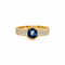 52 Bague saphir de Ceylan et diamants en or jaune 18K 58 Facettes