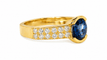 52 Bague saphir de Ceylan et diamants en or jaune 18K 58 Facettes