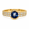 52 Bague saphir de Ceylan et diamants en or jaune 18K 58 Facettes