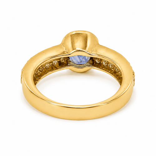 52 Bague saphir de Ceylan et diamants en or jaune 18K 58 Facettes