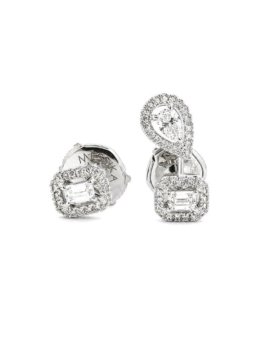 Messika My Twin - Boucles d'oreilles asymétriques en or blanc et diamants 58 Facettes 91011