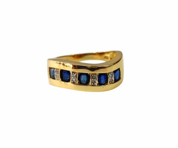 Bague 60 Bague bandeau en or 18K, saphirs et diamants 58 Facettes BAG2464.3