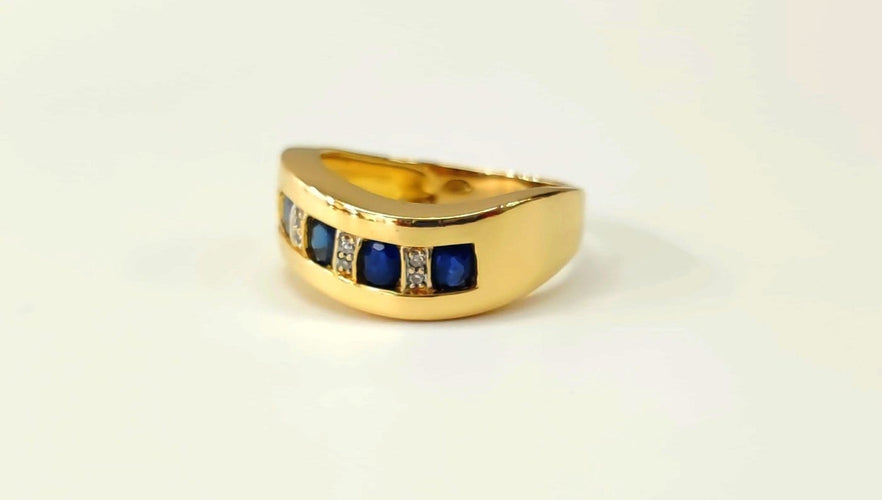 Bague 60 Bague bandeau en or 18K, saphirs et diamants 58 Facettes BAG2464.3