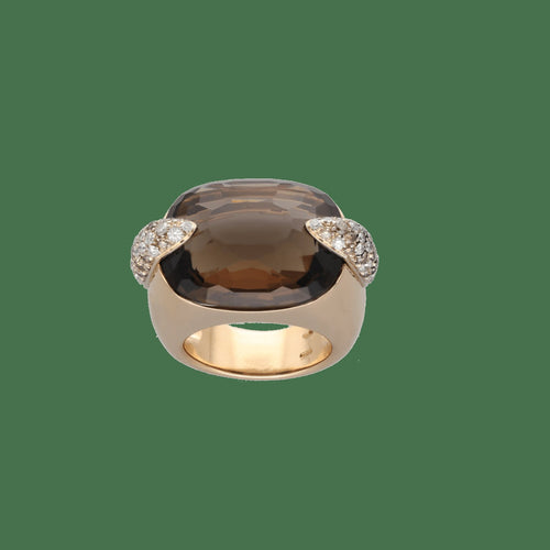 57 Pomellato Pin Up - Bague en or rose, quartz fumé et diamants 58 Facettes FB11893
