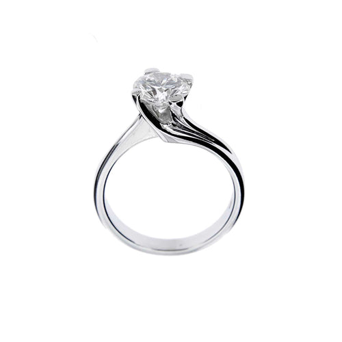 Bague 57 Bague solitaire - Diamant 1,20 ct en or blanc 18 ct 58 Facettes 12503