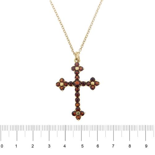 Collier Collier croix - Pendentif en or jaune 18 ct et grenats 58 Facettes 14894