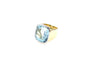 Bague 53 Bague chevalière aigue-marine en or jaune 18k et platine 58 Facettes 23765 / 23769