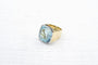 Bague 53 Bague chevalière aigue-marine en or jaune 18k et platine 58 Facettes 23765 / 23769
