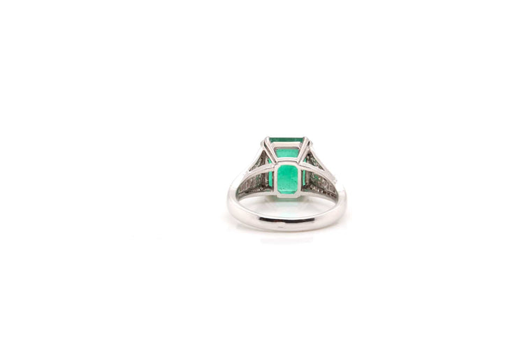 Bague 51 Bague Art déco émeraude et diamants en platine 58 Facettes 21498 / 23389