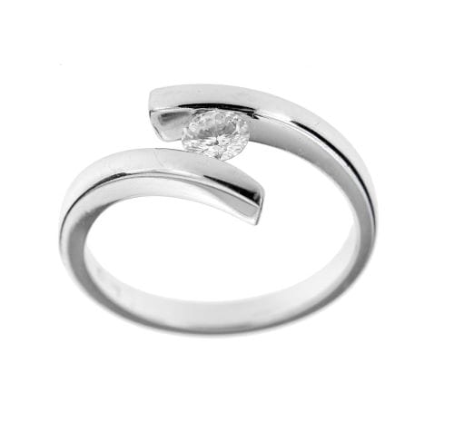 Bague Bague contrarié solitaire avec diamant 0,25 ct en or blanc 750 58 Facettes 13424