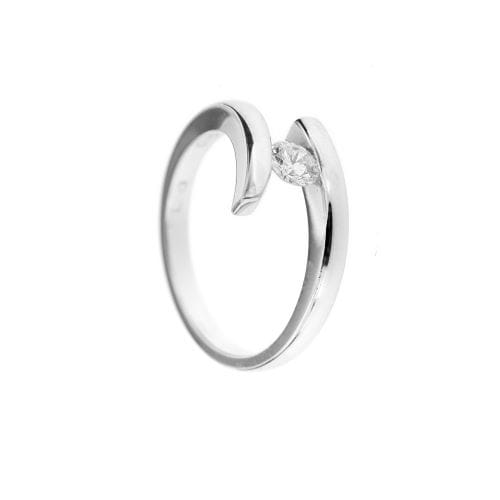 Bague Bague contrarié solitaire avec diamant 0,25 ct en or blanc 750 58 Facettes 13424