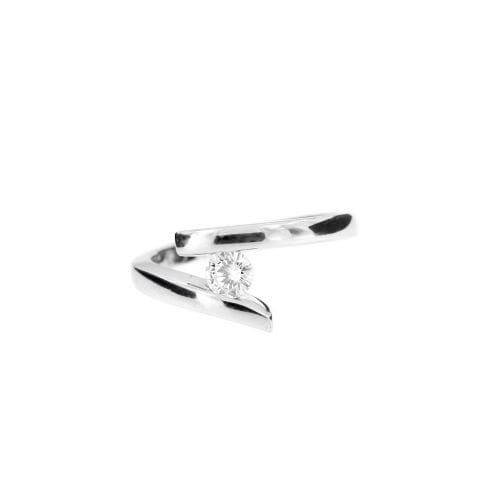 Bague Bague contrarié solitaire avec diamant 0,25 ct en or blanc 750 58 Facettes 13424
