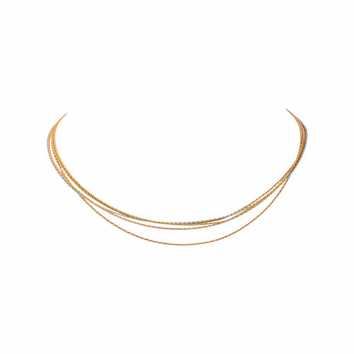 Collier maille tressée en or jaune, rose et blanc 58 Facettes 5729958CN